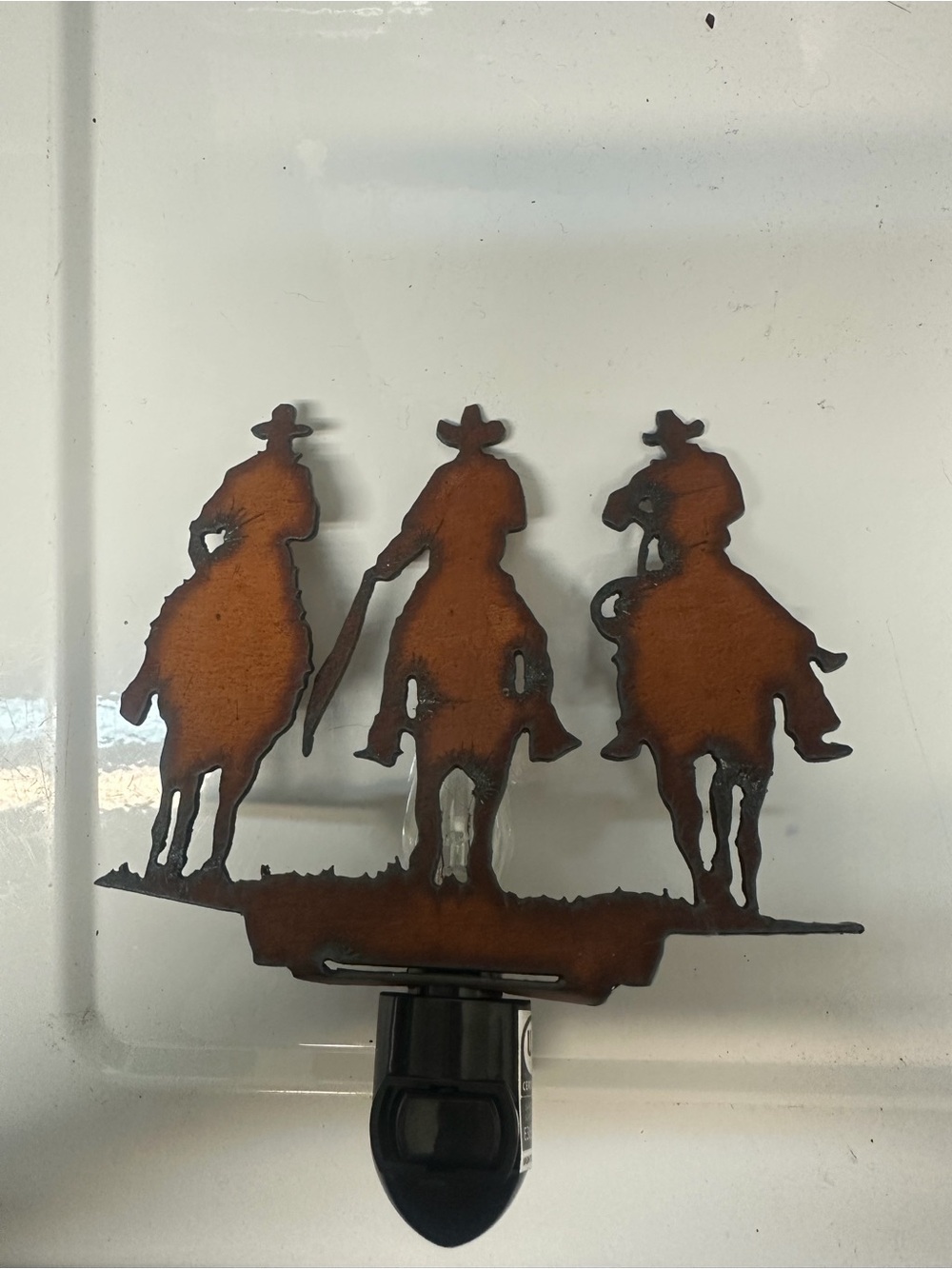 Rustic Cowboy Trio Metal Night Light - Brown